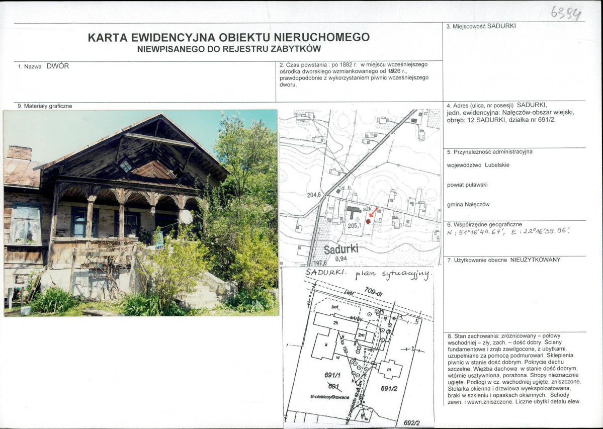 Karta obiektu niewpisanego do rejestru, skan nr 1