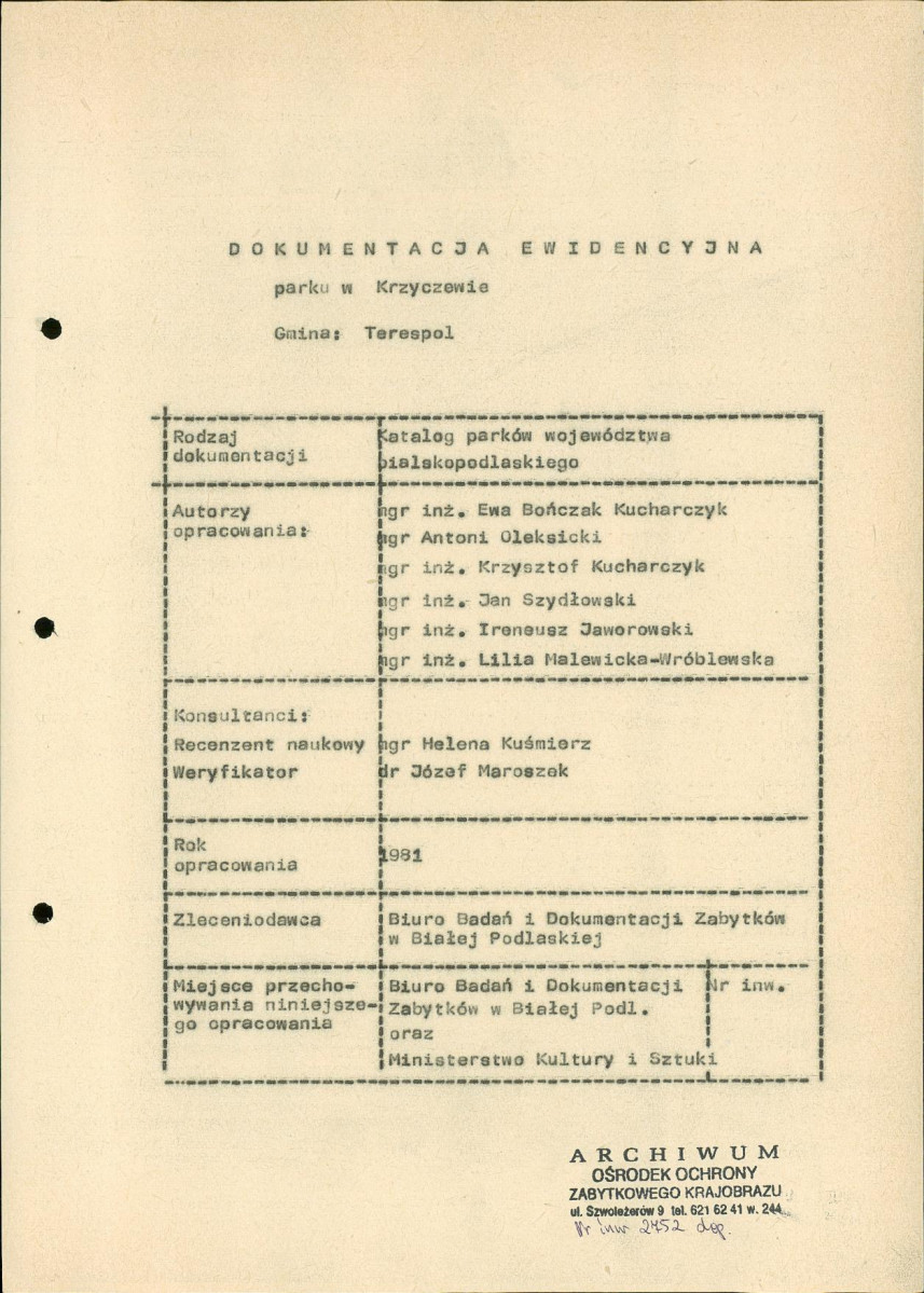 EP - Ewidencja parkowa, skan nr 4