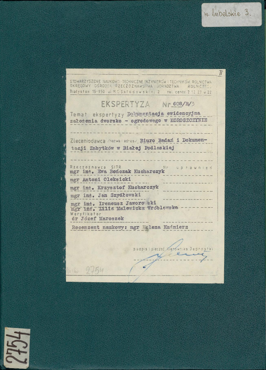 EP - Ewidencja parkowa, skan nr 1