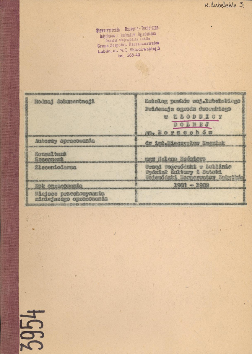 EP - Ewidencja parkowa, skan nr 1