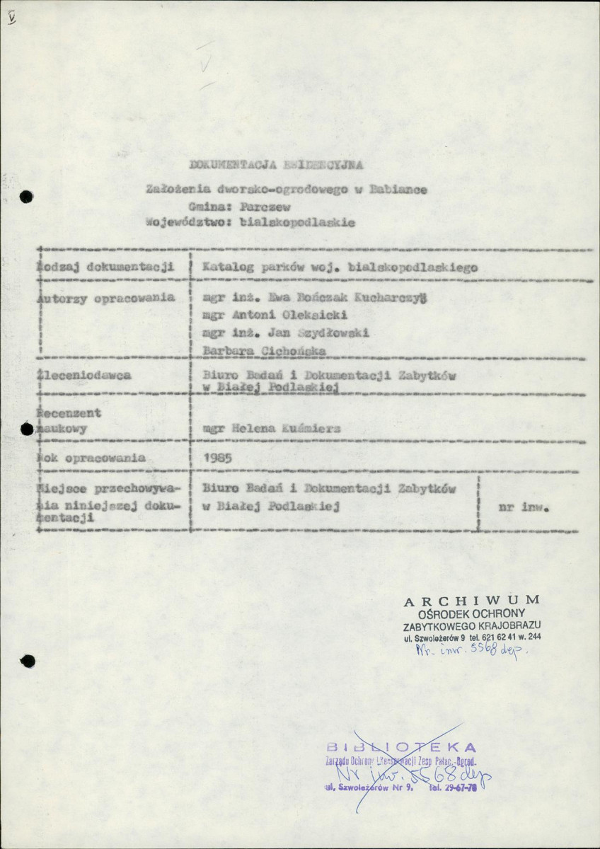 EP - Ewidencja parkowa, skan nr 4