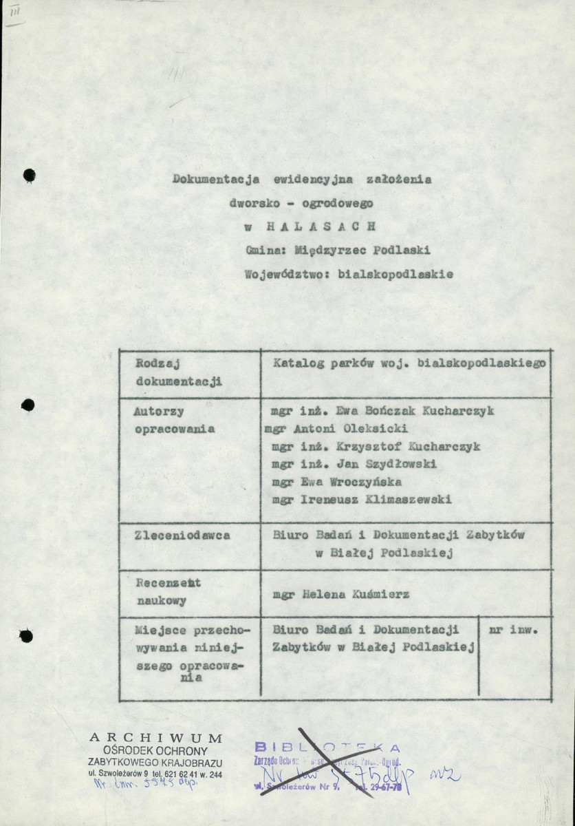 EP - Ewidencja parkowa, skan nr 4