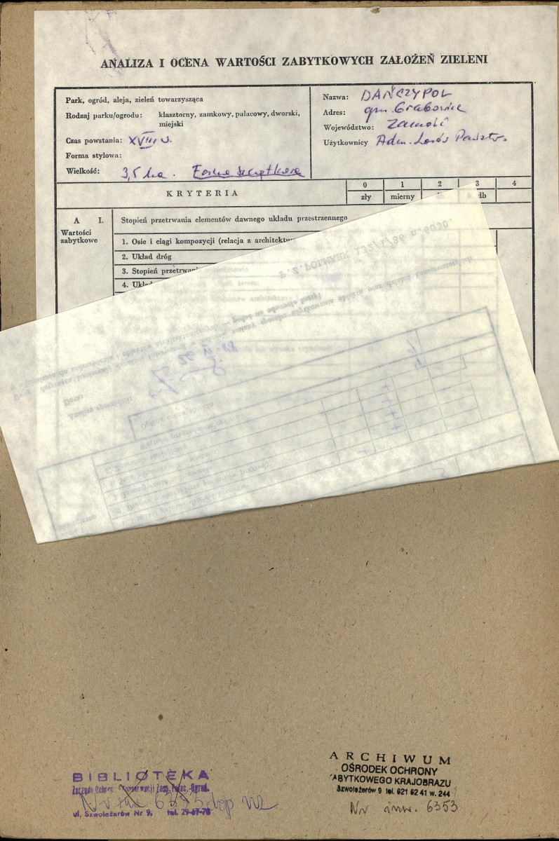 EP - Ewidencja parkowa, skan nr 2