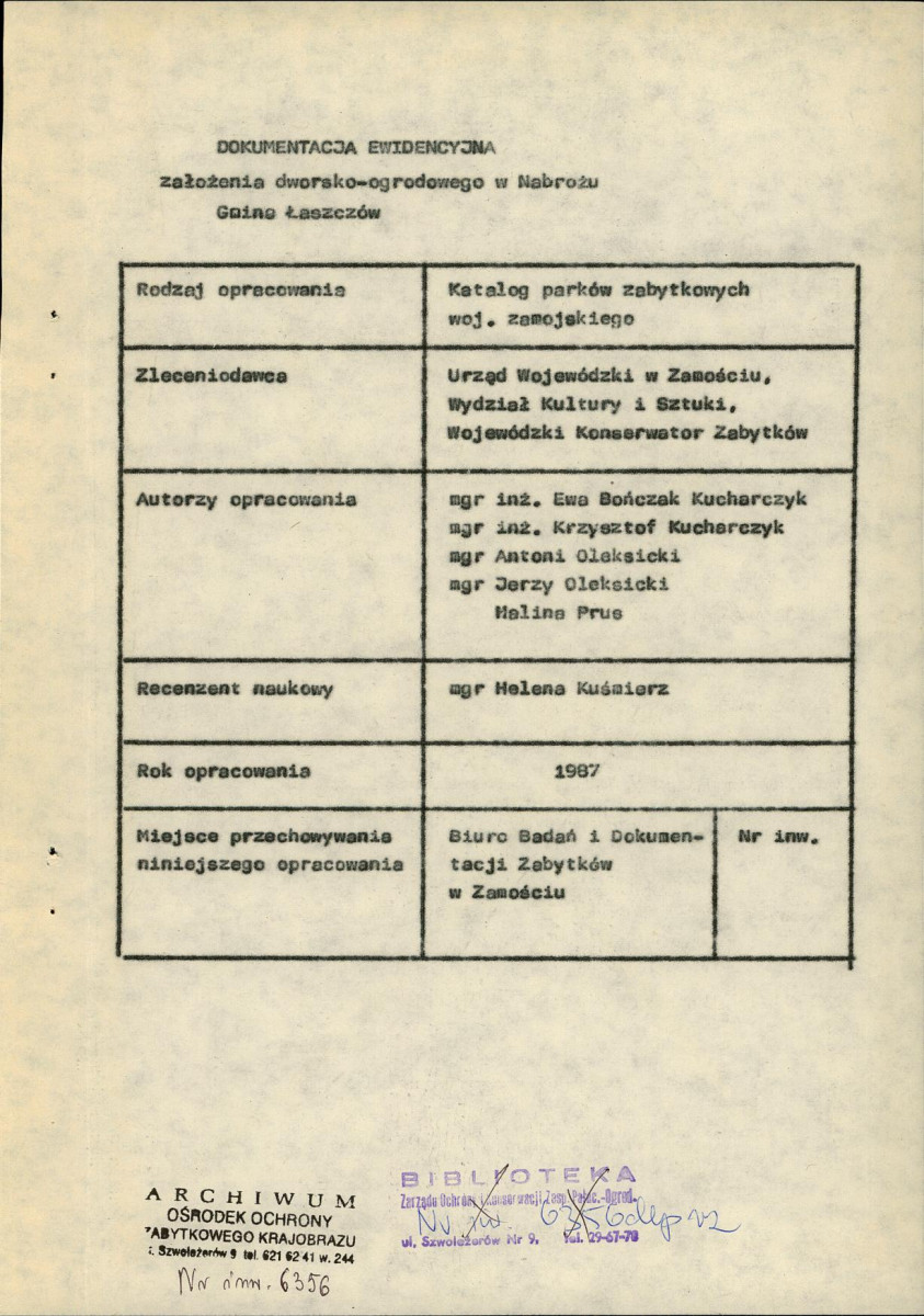 EP - Ewidencja parkowa, skan nr 5
