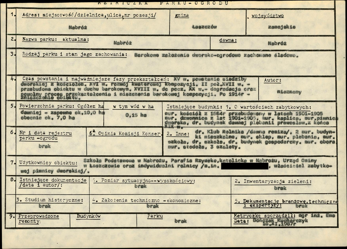 EP - Ewidencja parkowa, skan nr 6
