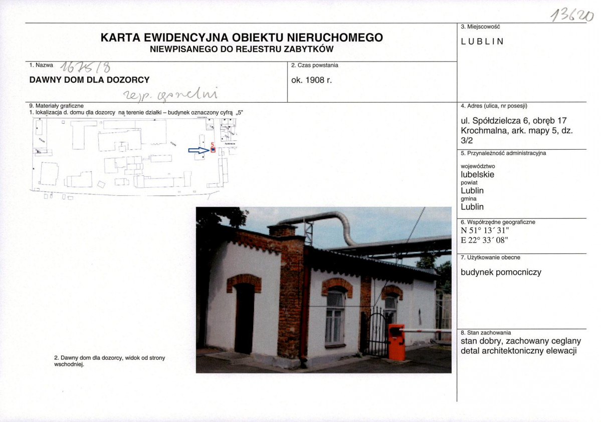 Karta obiektu niewpisanego do rejestru, skan nr 1