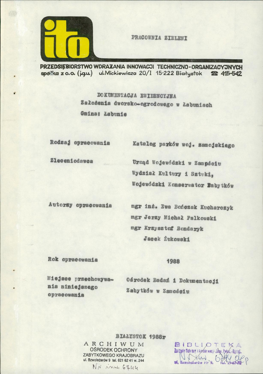 EP - Ewidencja parkowa, skan nr 5