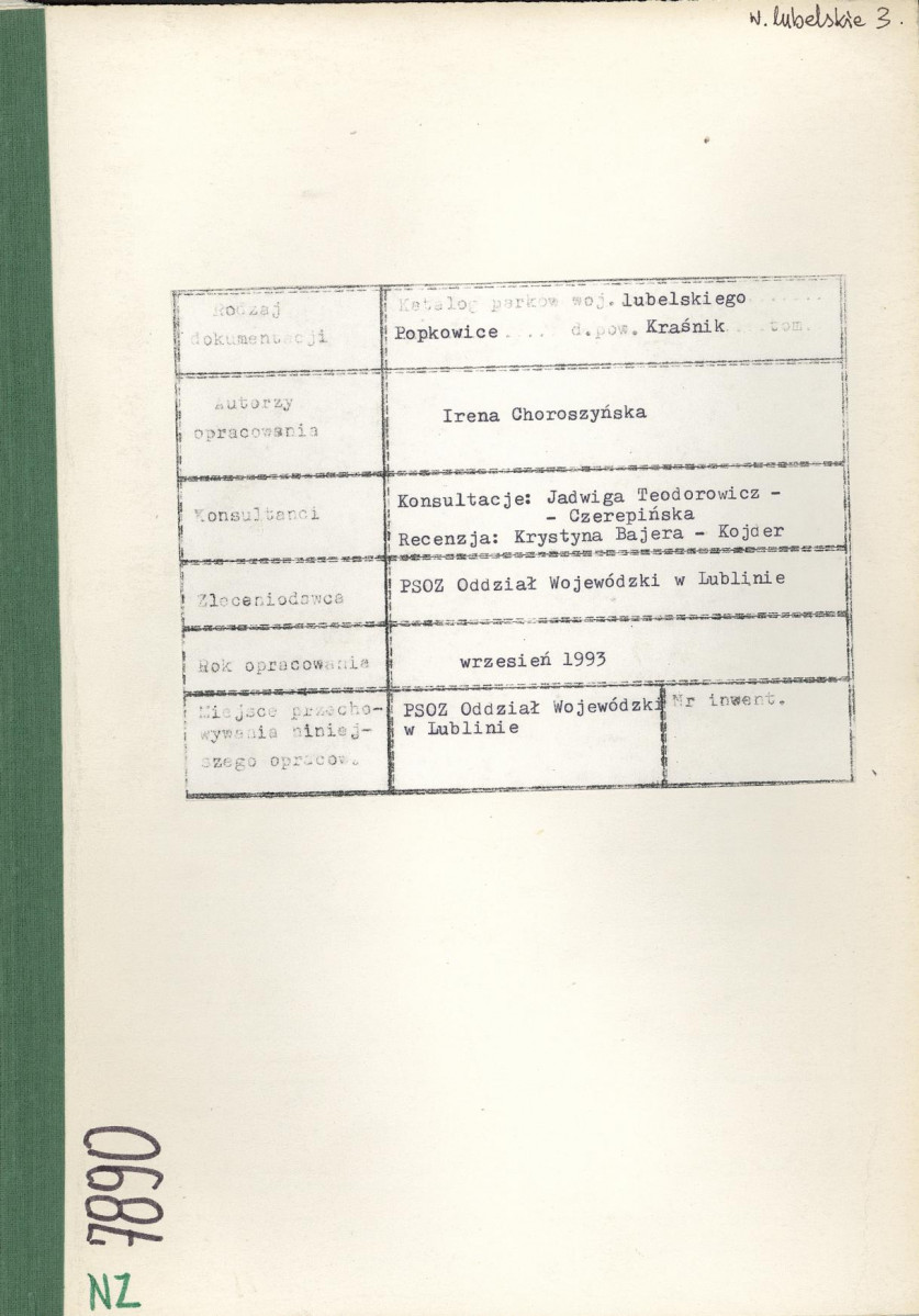 EP - Ewidencja parkowa, skan nr 1