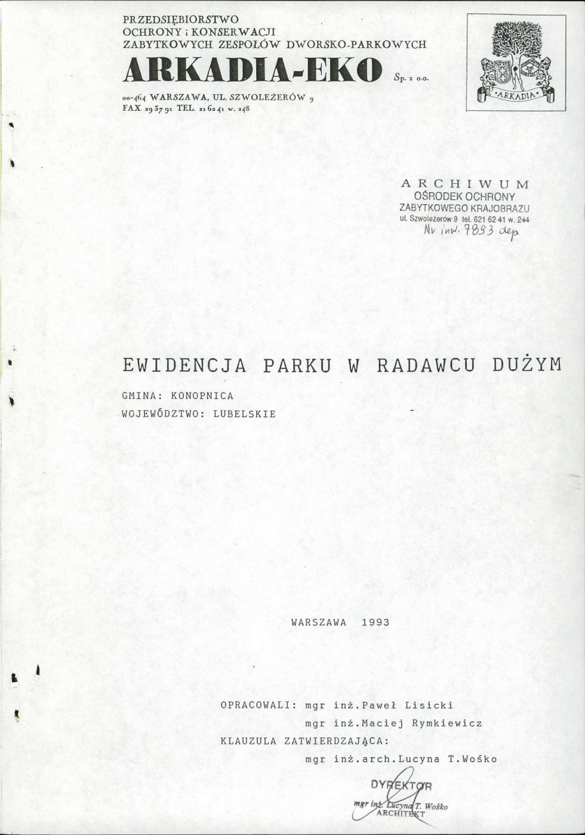 EP - Ewidencja parkowa, skan nr 3