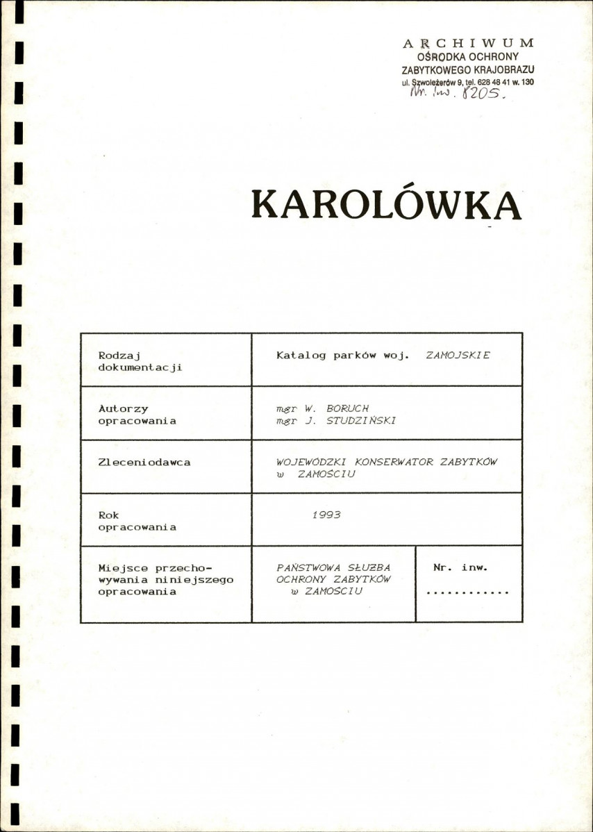 EP - Ewidencja parkowa, skan nr 2