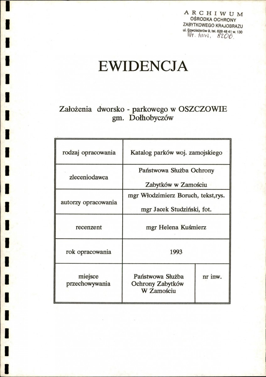 EP - Ewidencja parkowa, skan nr 3