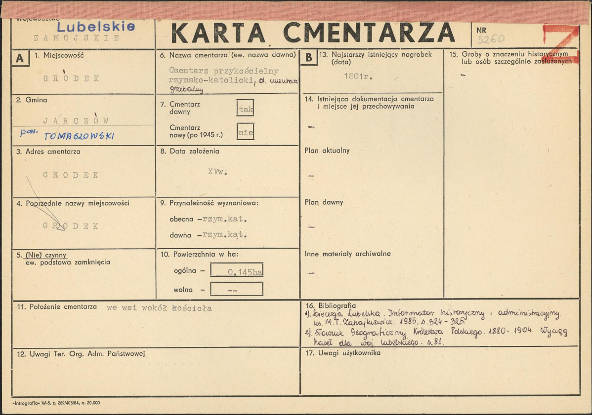 KC - Karta cmentarza, skan nr 1
