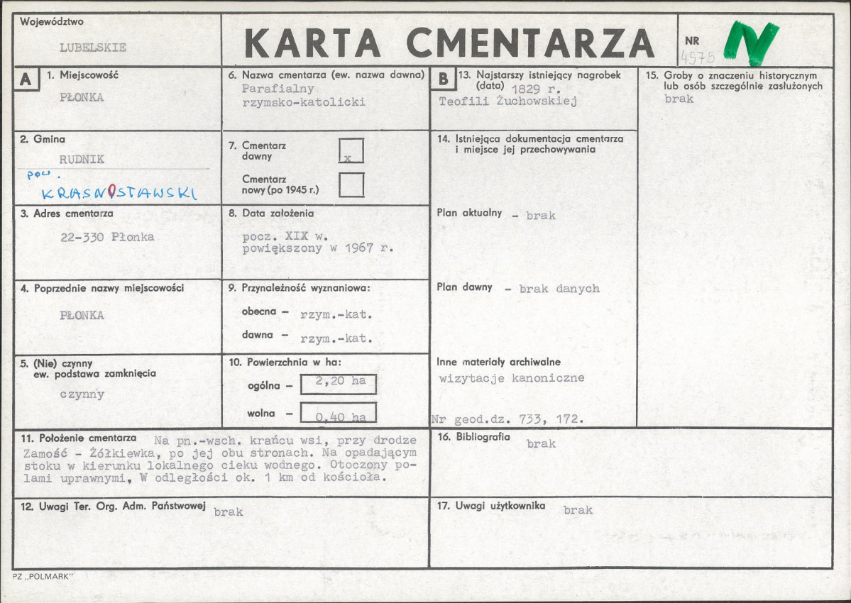 Karta cmentarza, skan nr 1
