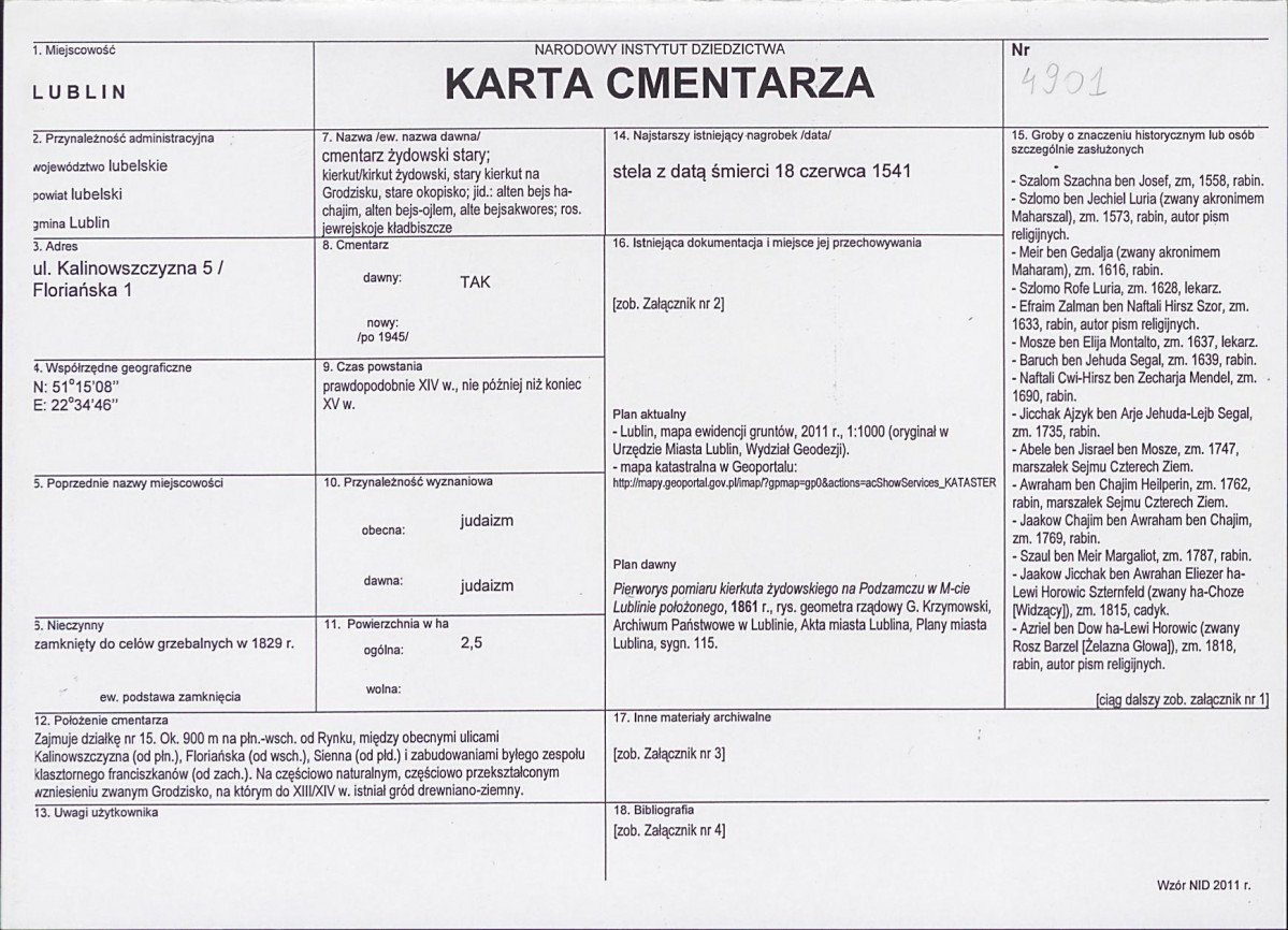Karta cmentarza, skan nr 1