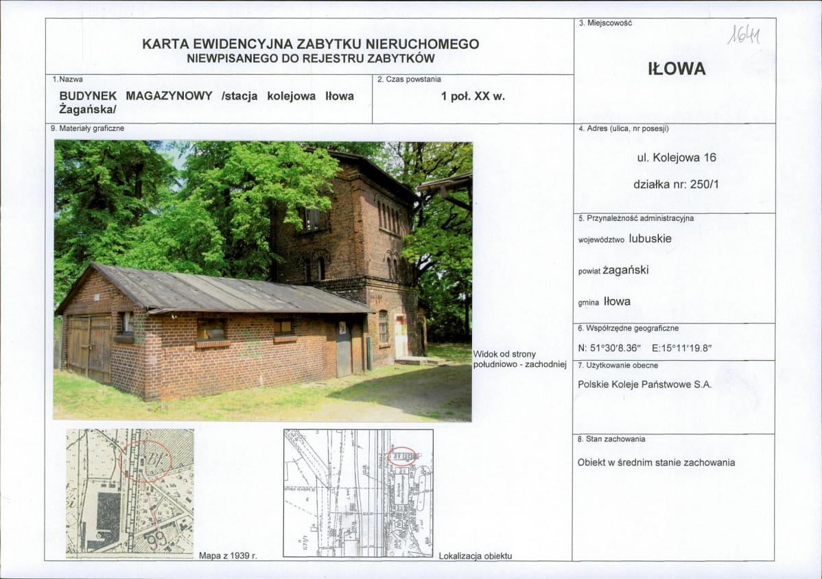 Karta obiektu niewpisanego do rejestru, skan nr 1
