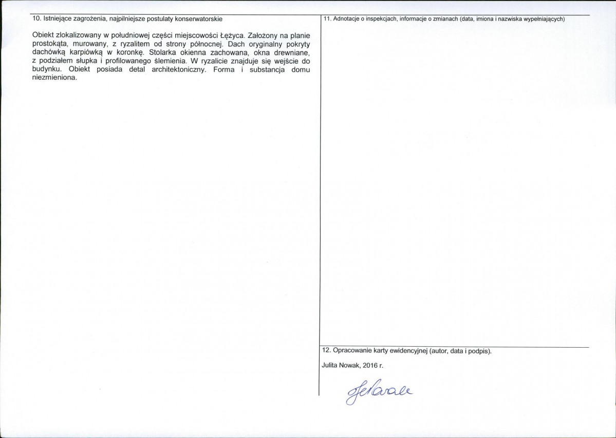 KEZN - Karta obiektu niewpisanego do rejestru, skan nr 2