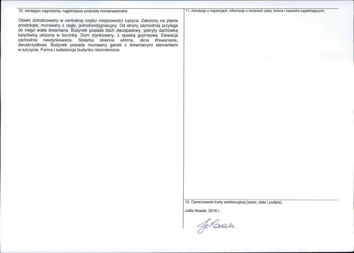 Karta obiektu niewpisanego do rejestru, skan nr 2