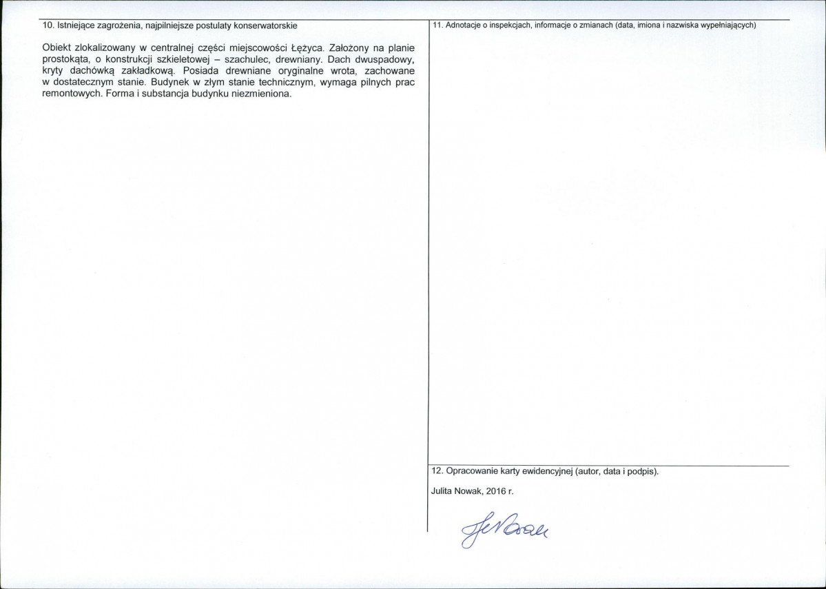Karta obiektu niewpisanego do rejestru, skan nr 2