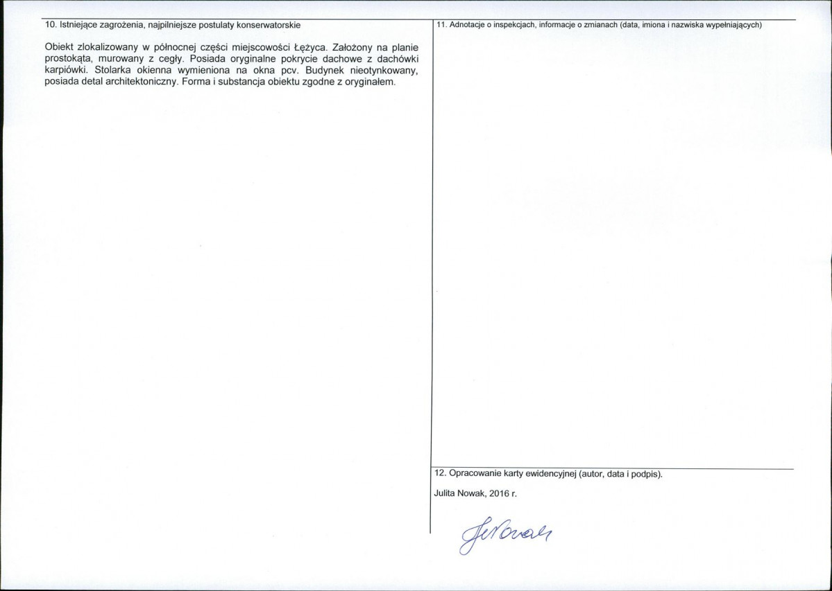 Karta obiektu niewpisanego do rejestru, skan nr 2