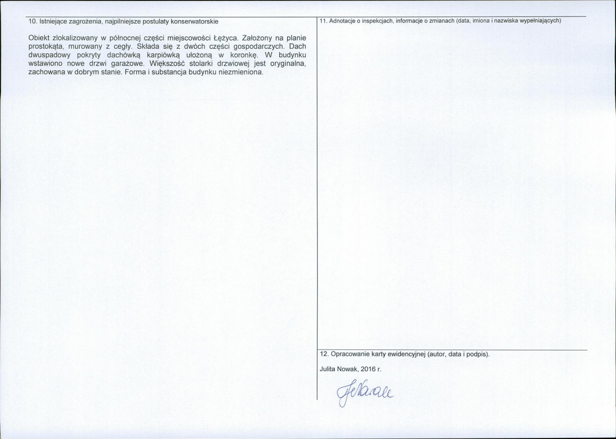 Karta obiektu niewpisanego do rejestru, skan nr 2