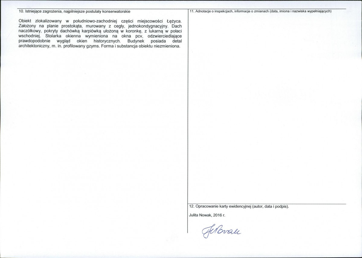 Karta obiektu niewpisanego do rejestru, skan nr 2