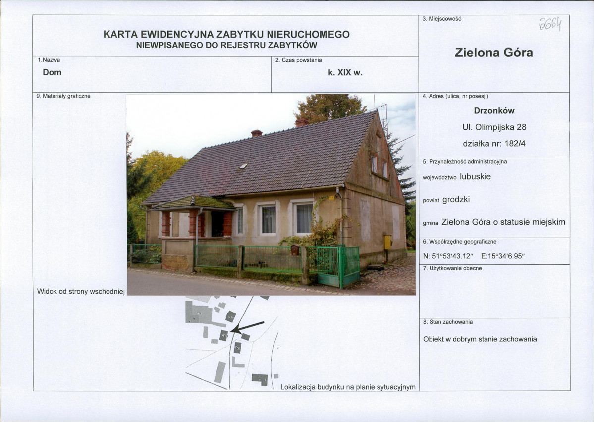 Karta obiektu niewpisanego do rejestru, skan nr 1