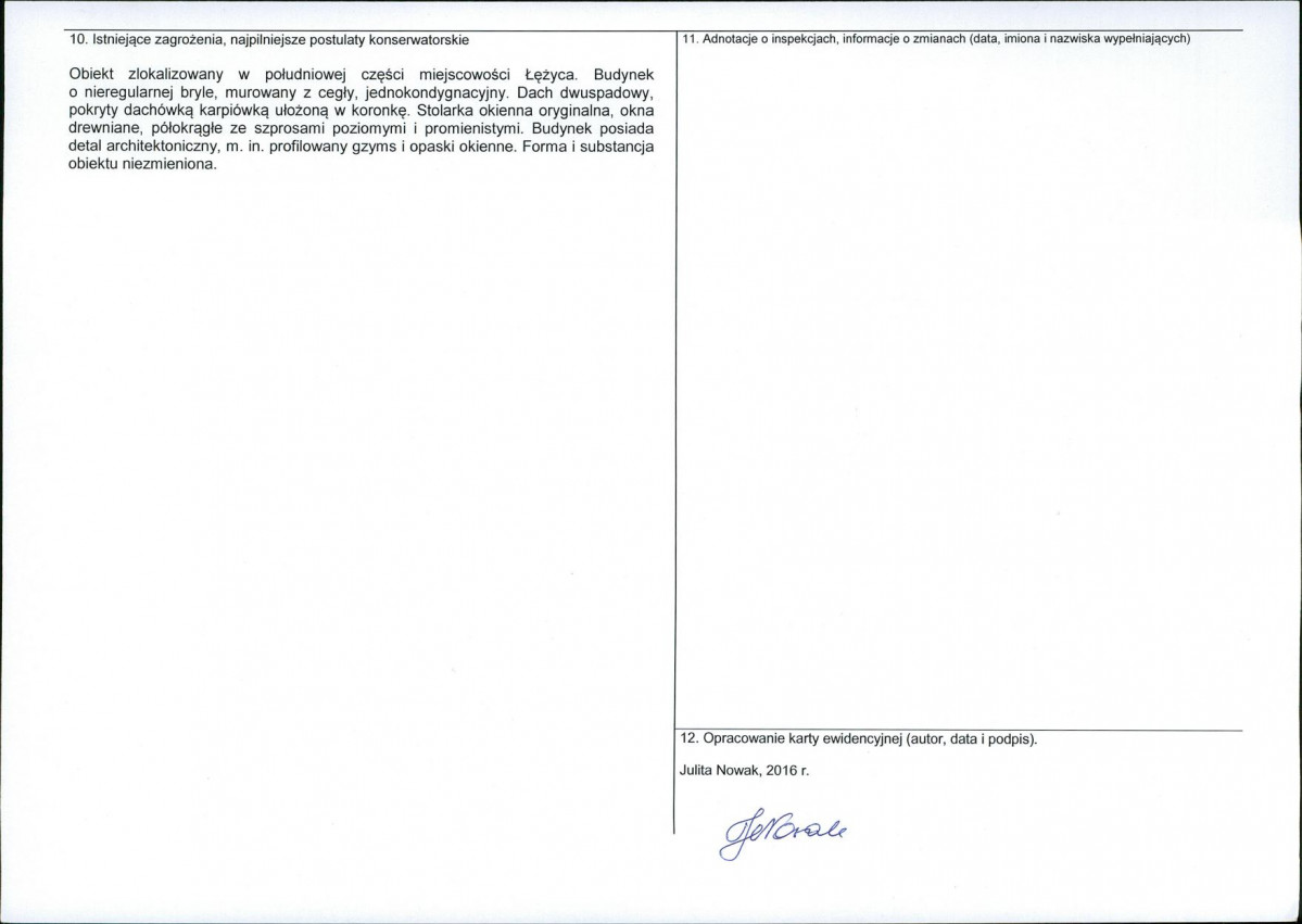 Karta obiektu niewpisanego do rejestru, skan nr 2