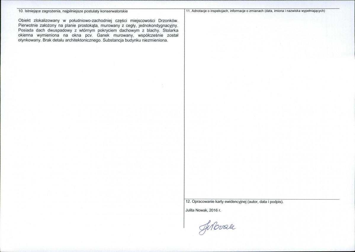 Karta obiektu niewpisanego do rejestru, skan nr 2
