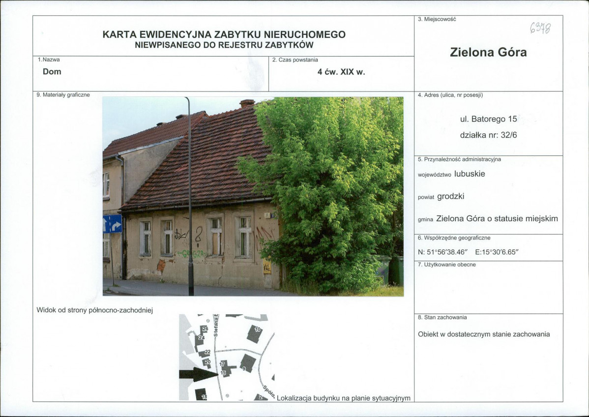 Karta obiektu niewpisanego do rejestru, skan nr 1