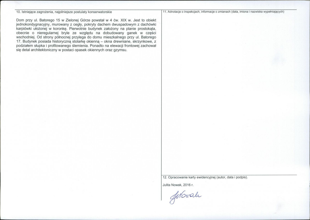 Karta obiektu niewpisanego do rejestru, skan nr 2