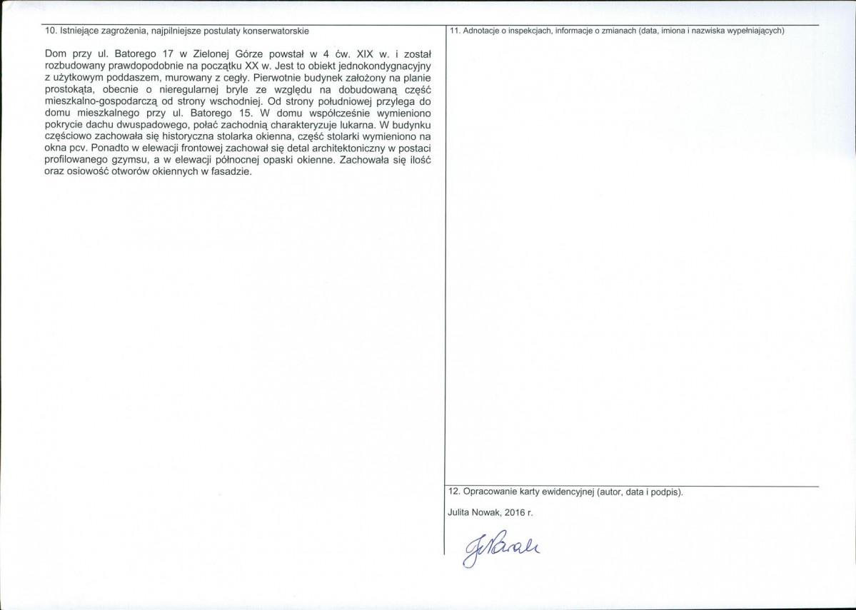 Karta obiektu niewpisanego do rejestru, skan nr 2