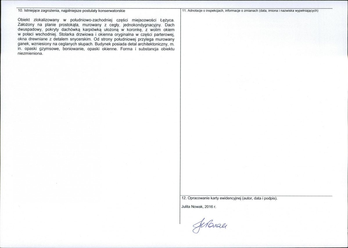 Karta obiektu niewpisanego do rejestru, skan nr 2