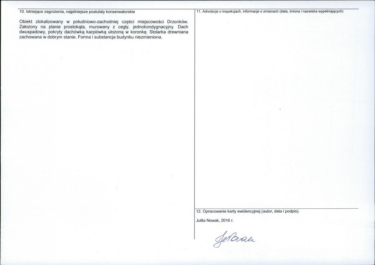 Karta obiektu niewpisanego do rejestru, skan nr 2