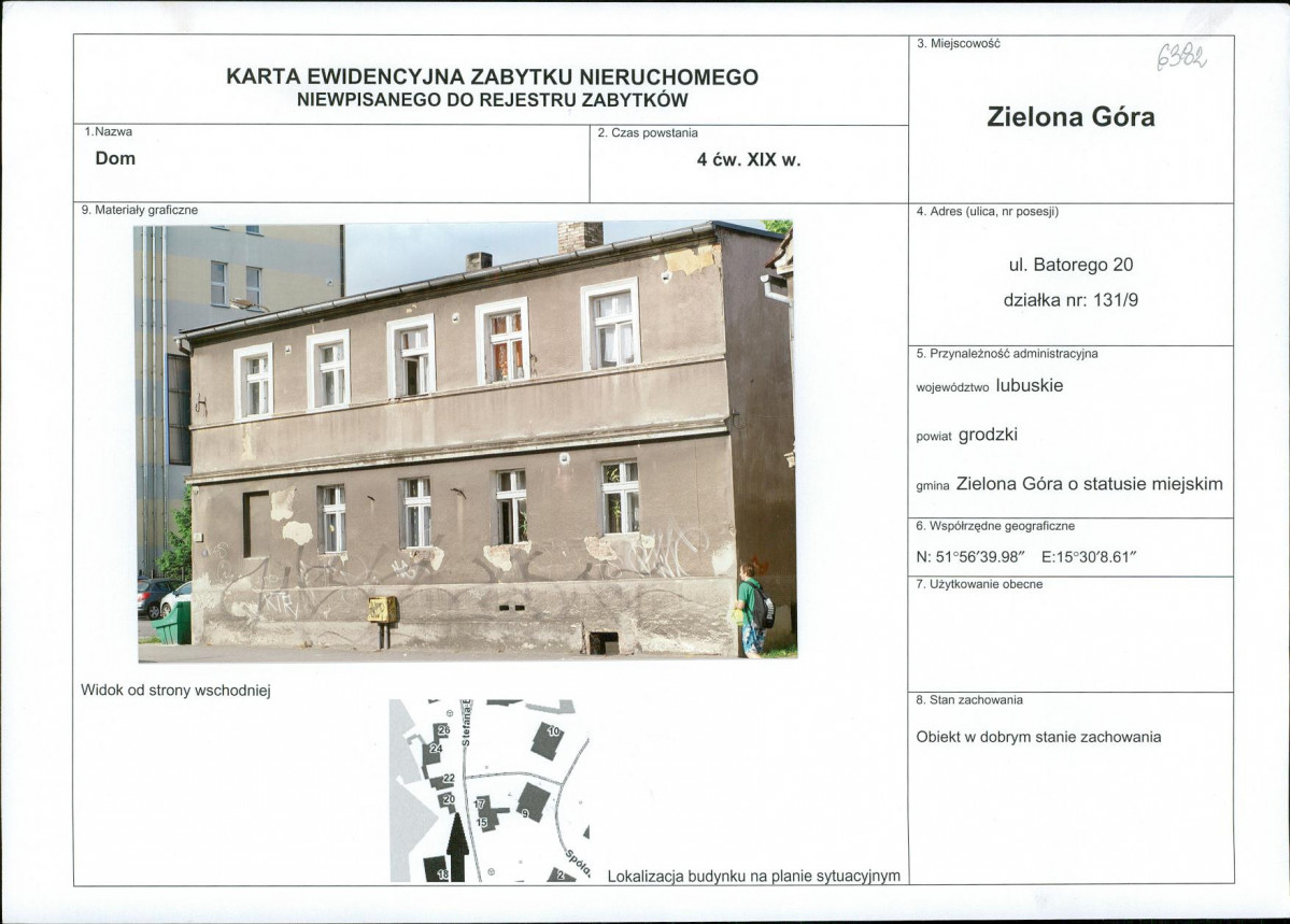 Karta obiektu niewpisanego do rejestru, skan nr 1