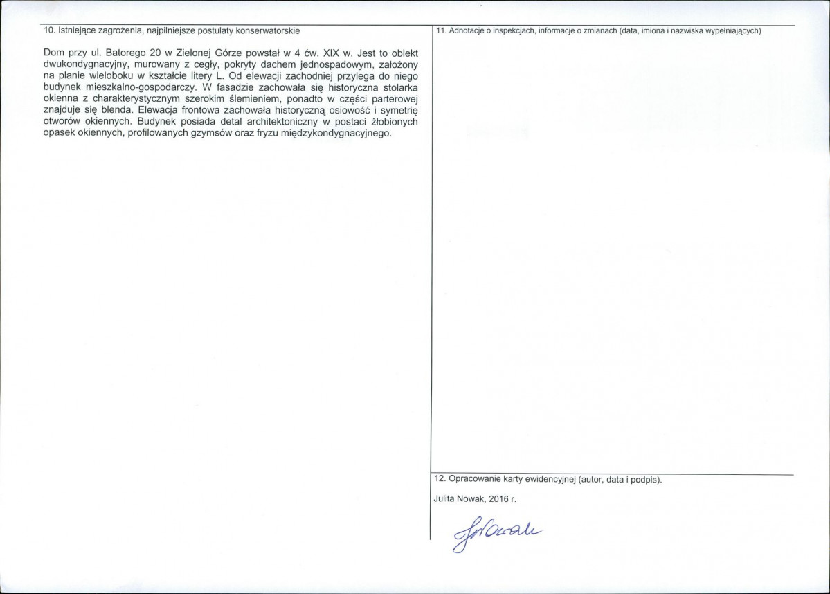 Karta obiektu niewpisanego do rejestru, skan nr 2