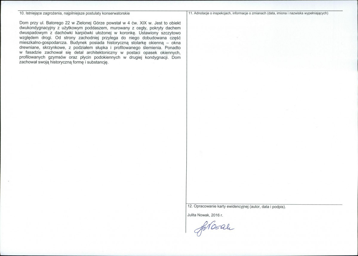 Karta obiektu niewpisanego do rejestru, skan nr 2