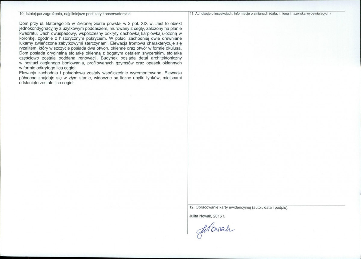 Karta obiektu niewpisanego do rejestru, skan nr 2