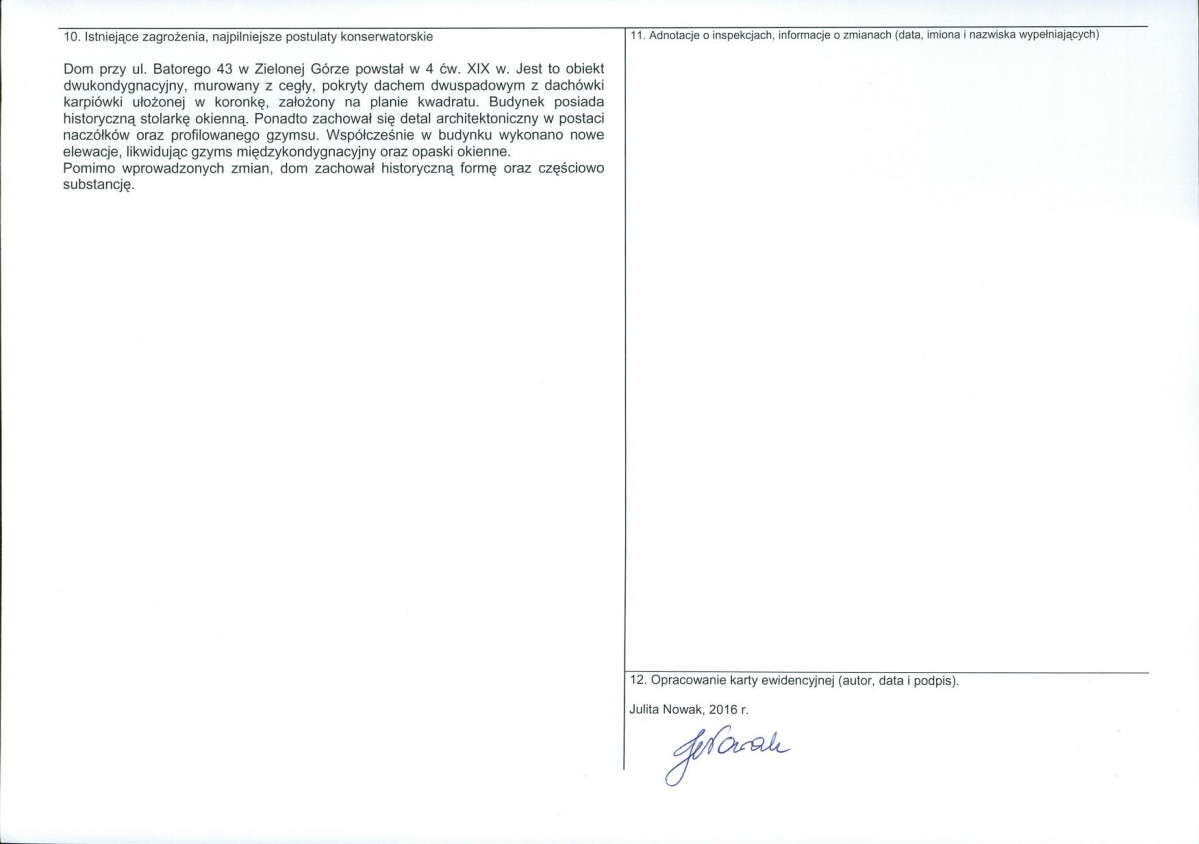 Karta obiektu niewpisanego do rejestru, skan nr 2