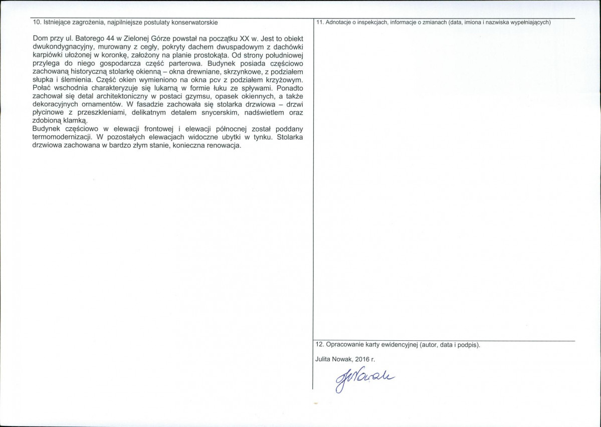 Karta obiektu niewpisanego do rejestru, skan nr 2