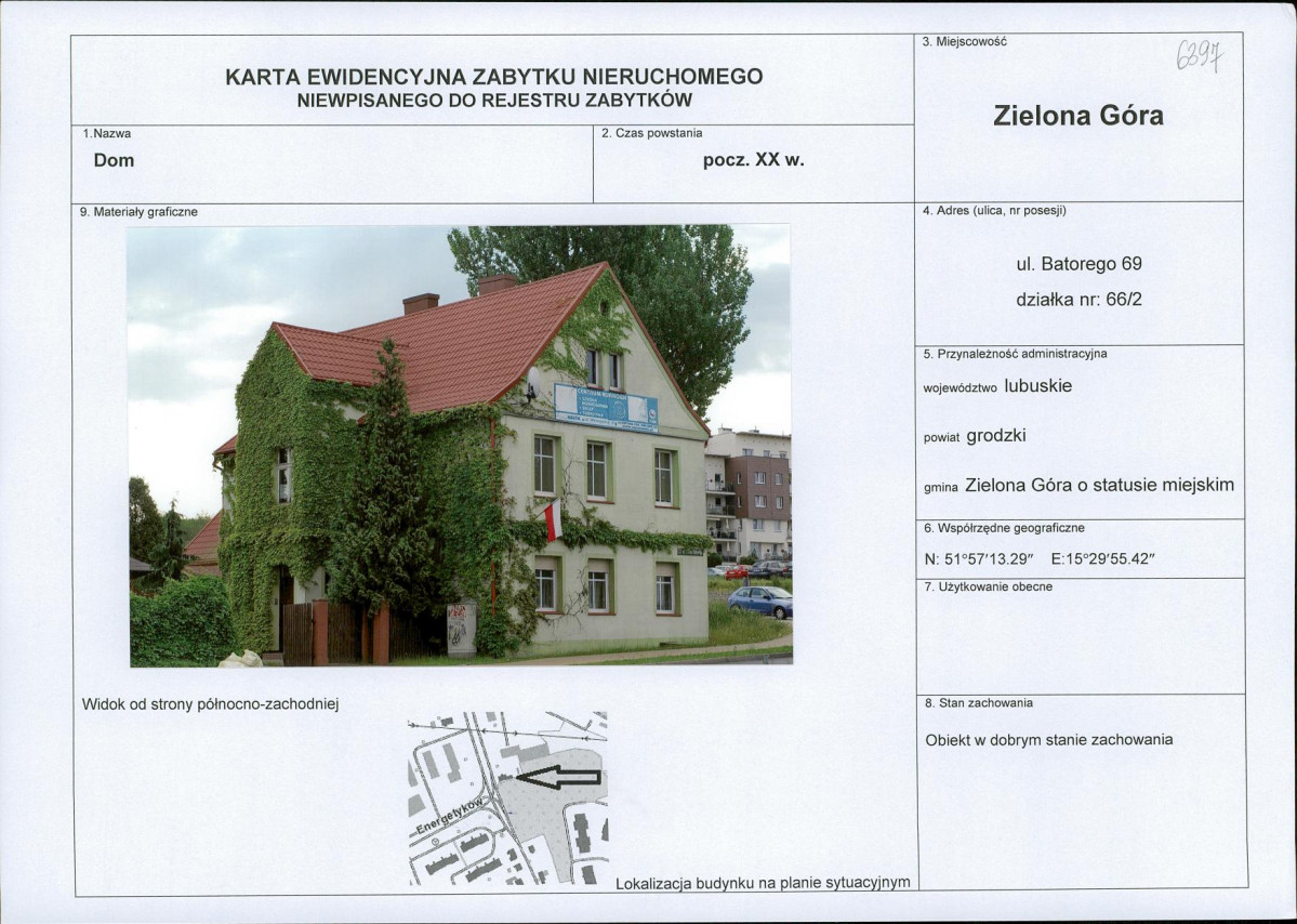 Karta obiektu niewpisanego do rejestru, skan nr 1