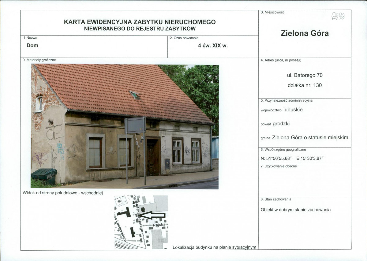 Karta obiektu niewpisanego do rejestru, skan nr 1