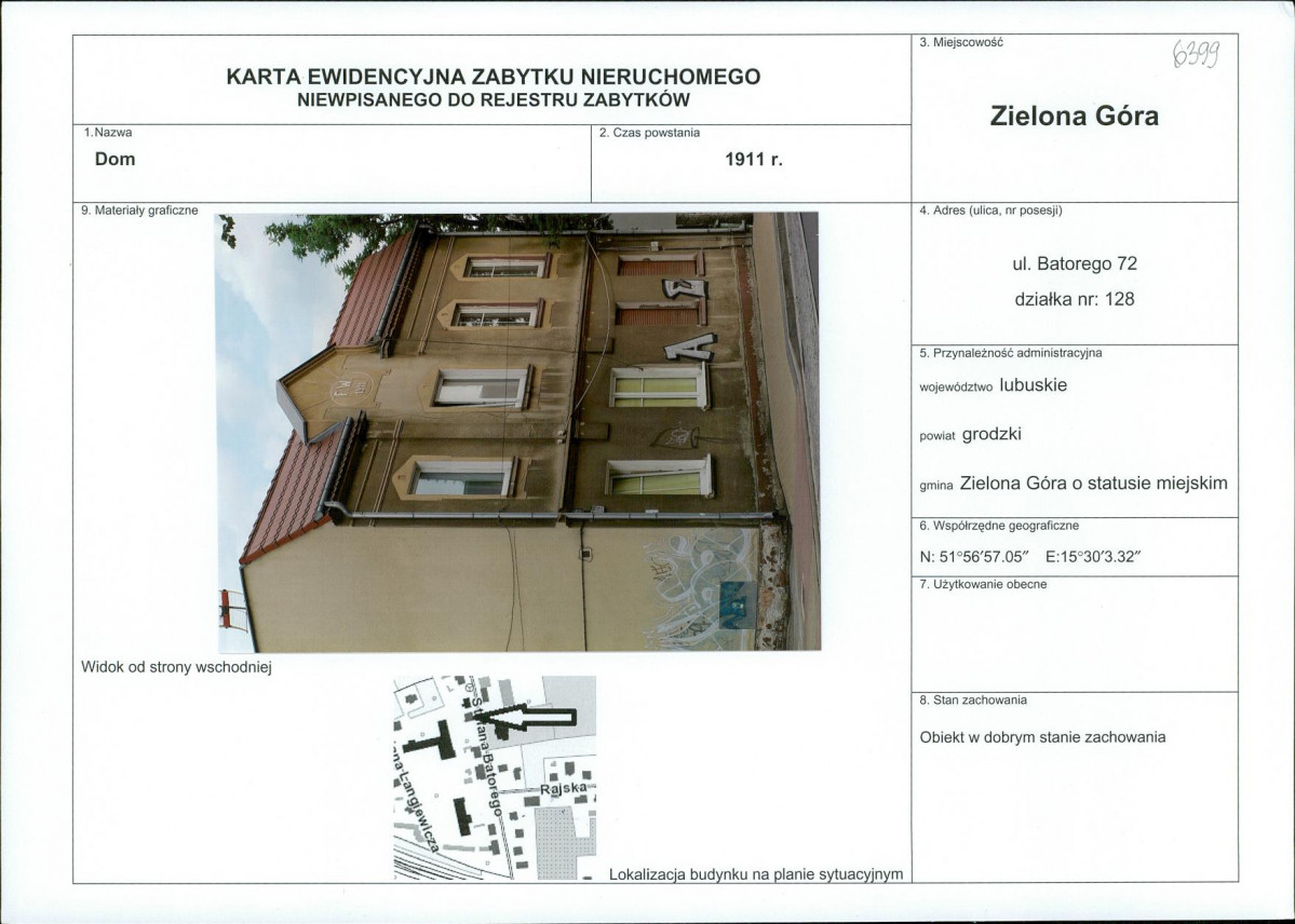 Karta obiektu niewpisanego do rejestru, skan nr 1