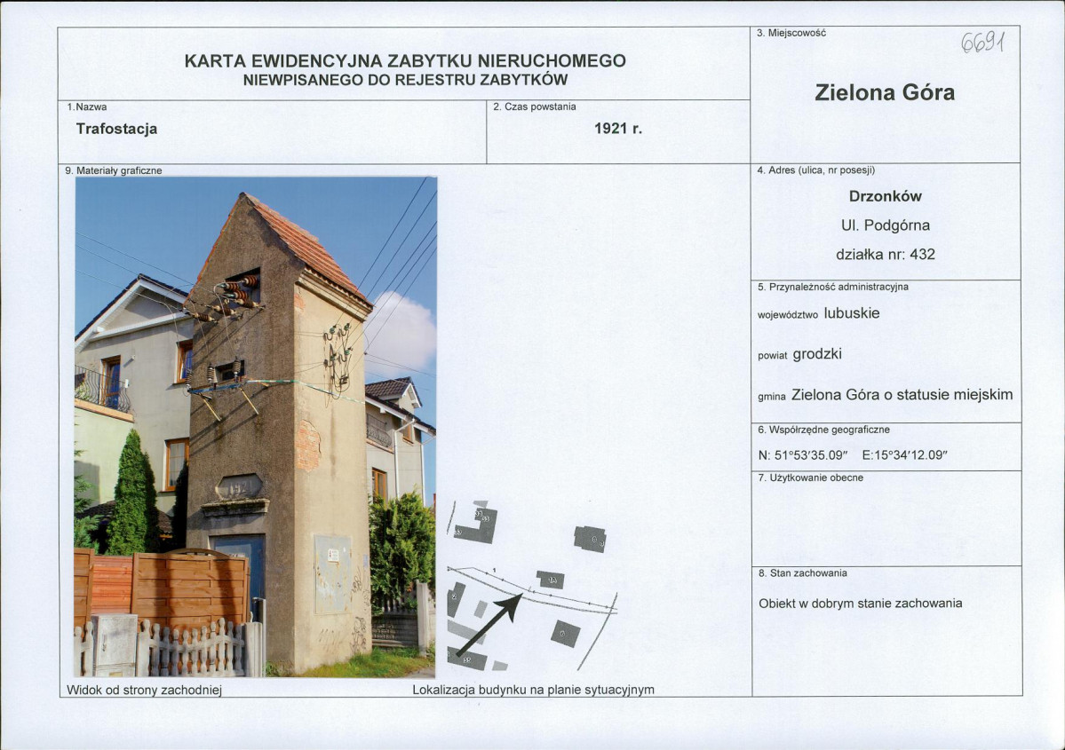 Karta obiektu niewpisanego do rejestru, skan nr 1