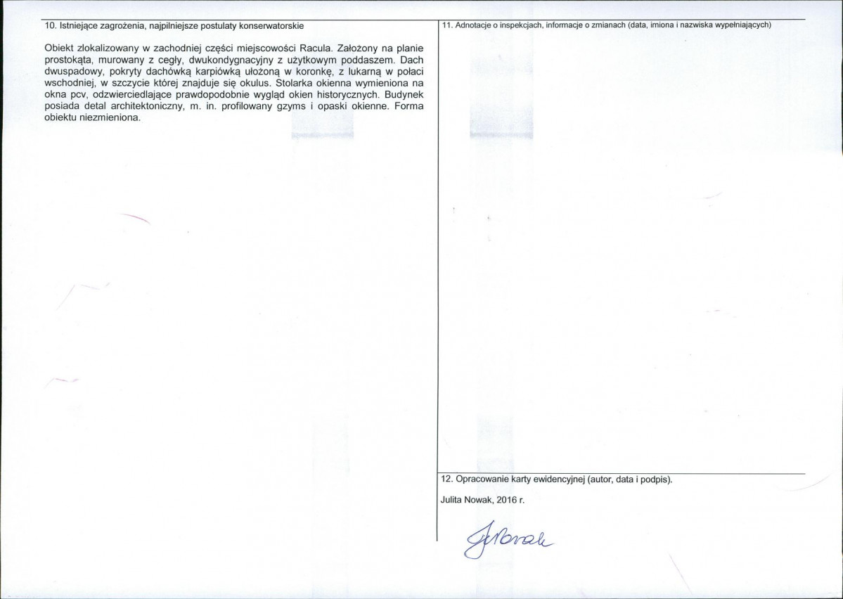 Karta obiektu niewpisanego do rejestru, skan nr 2