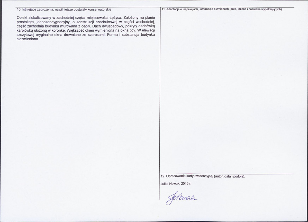 Karta obiektu niewpisanego do rejestru, skan nr 2