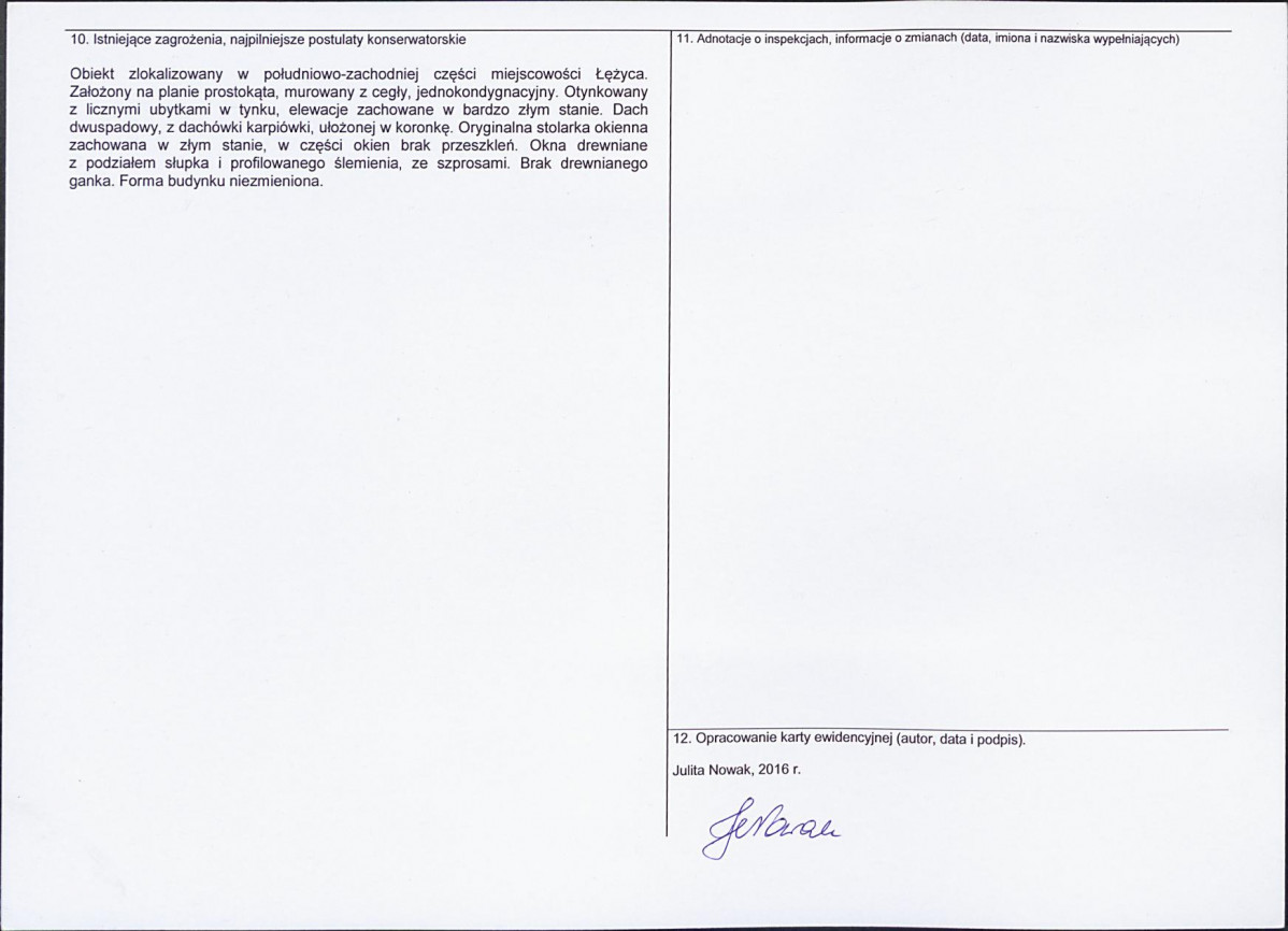 Karta obiektu niewpisanego do rejestru, skan nr 2