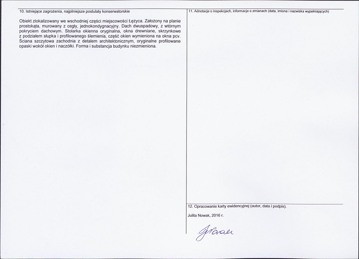 Karta obiektu niewpisanego do rejestru, skan nr 2