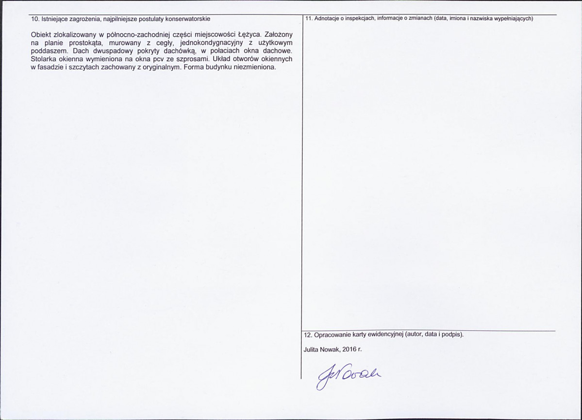 Karta obiektu niewpisanego do rejestru, skan nr 2