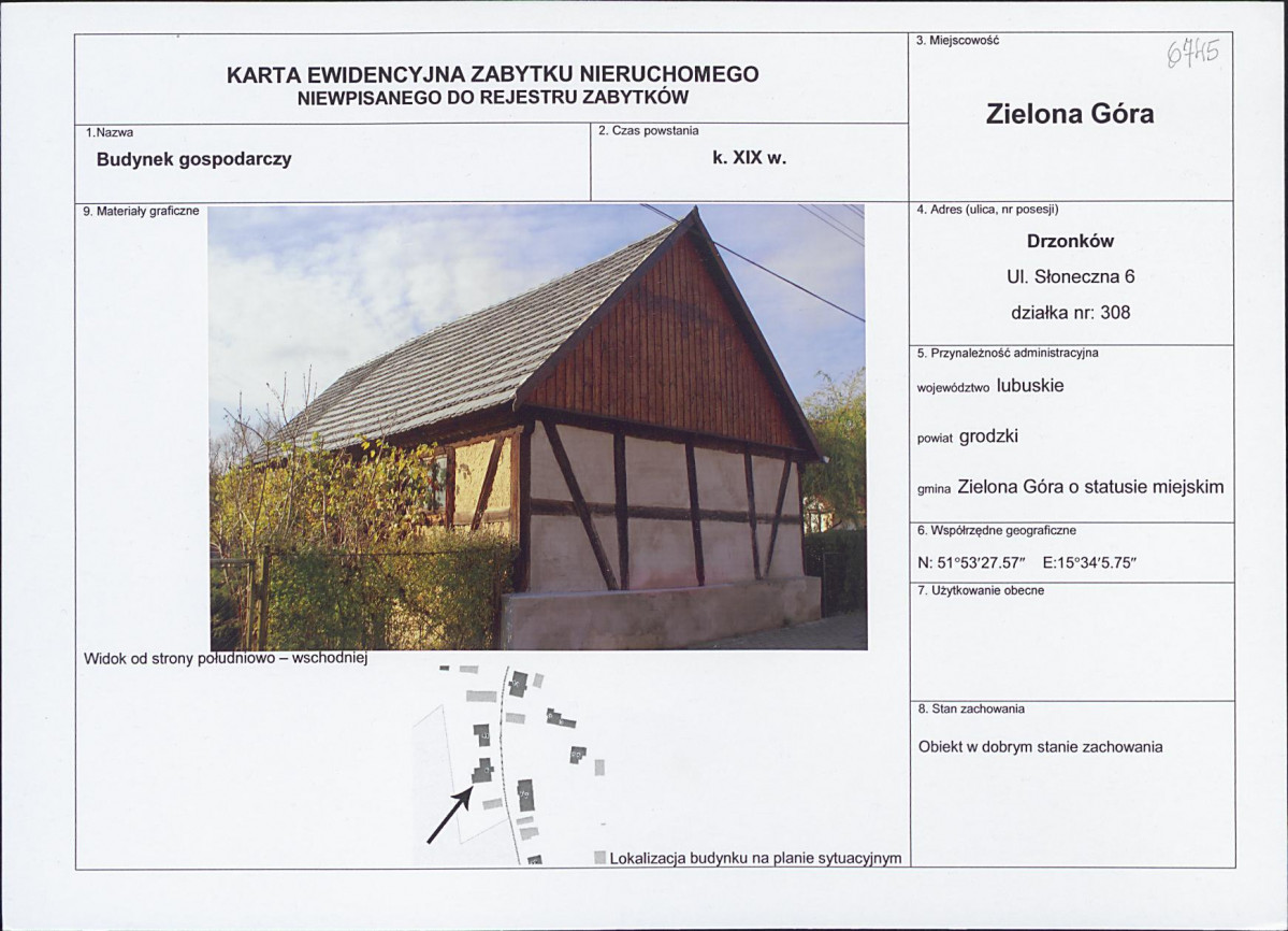Karta obiektu niewpisanego do rejestru, skan nr 1