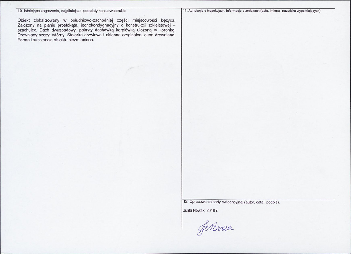 Karta obiektu niewpisanego do rejestru, skan nr 2